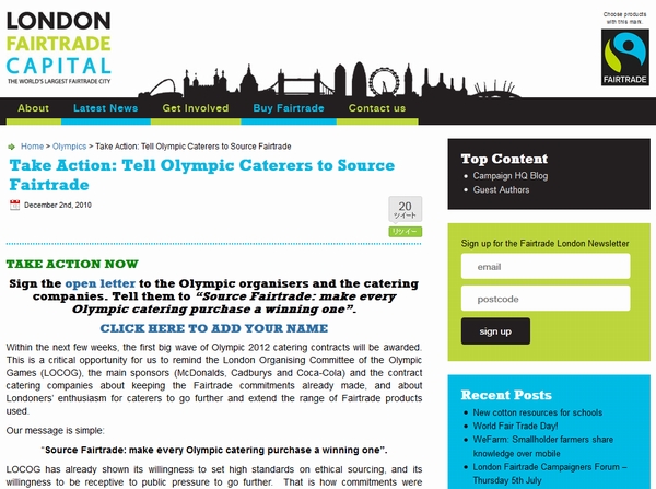 Take Action: Tell Olympic Caterers to Source Fairtrade