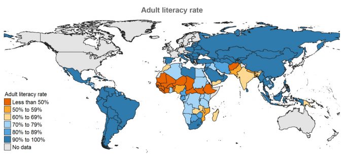 世界の識字率（世界地図）