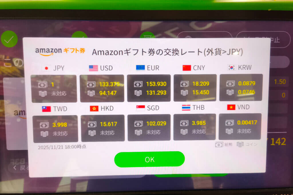 ポケットチェンジの交換レート