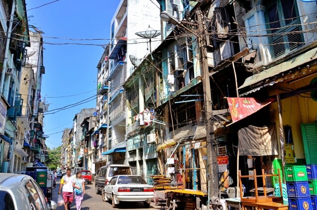 ミャンマー　ヤンゴン旧市街